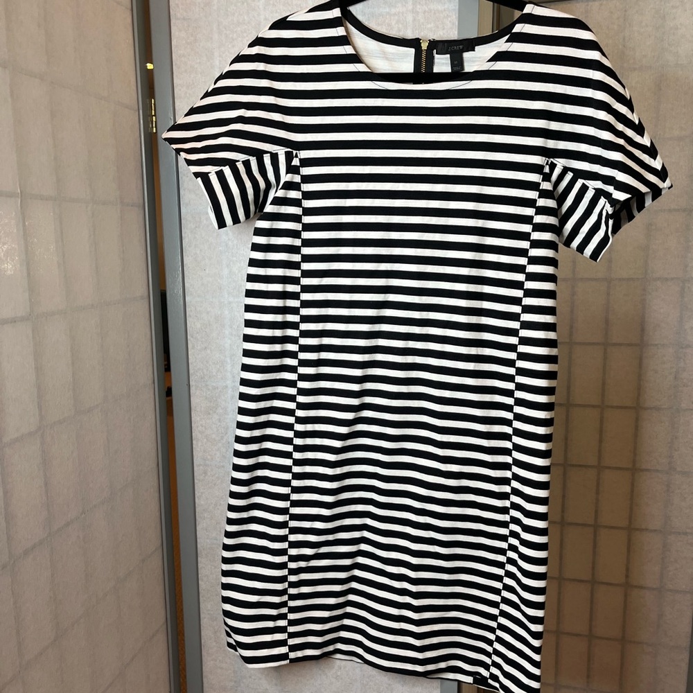 J Crew black and white striped dress